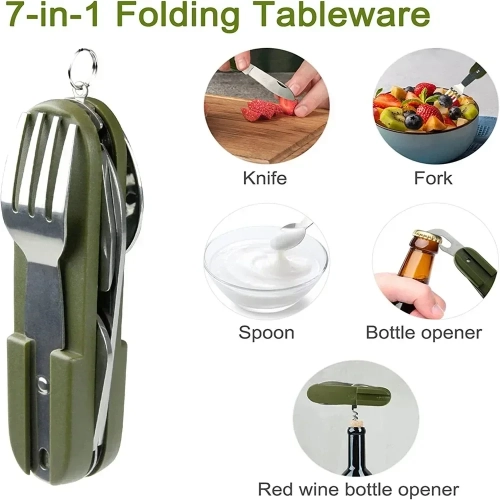 Multifunctional 7 in 1 Outdoor Tableware Stainless S...