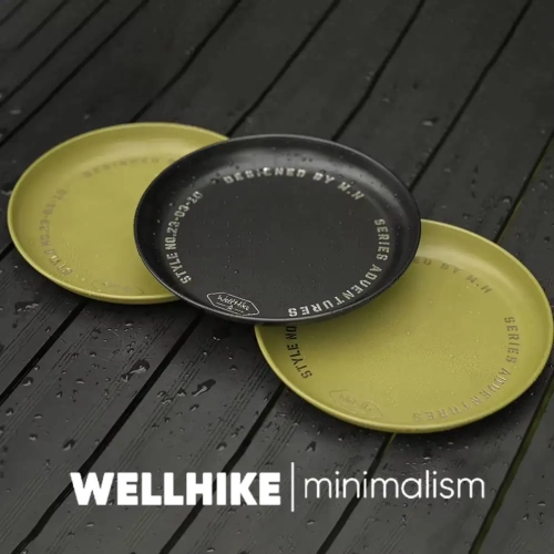 WELLHIKE Portable Dinner Plate Black/Green Dish Stac...
