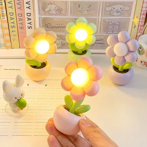Mini LED Flower Night Light Cute Small Table Lamp De...