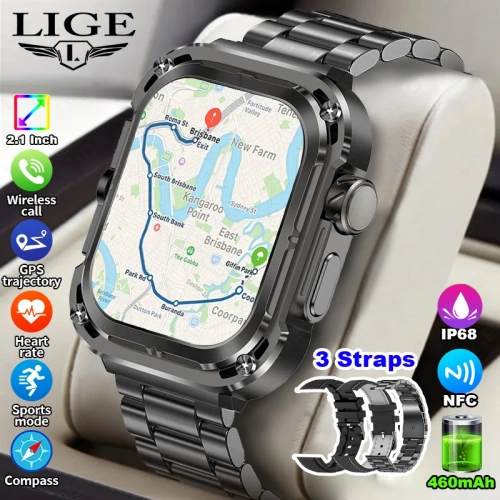 LIGE 2025 New GPS Tracker Smart Watch NFC Compass 46...