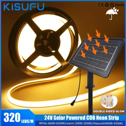 24V Solar Powered COB LED Strip Light Double Side Gl...