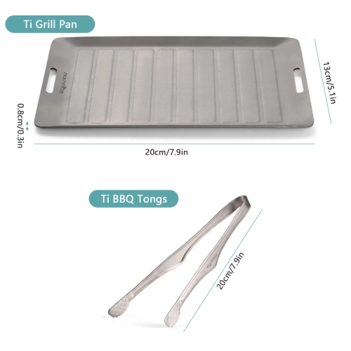 Ti Camping Grill Pan & BBQ Tongs Set Portable Ou...
