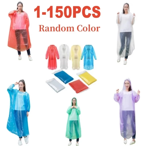 1-150pcs Disposable Rain Ponchos Raincoat with Hood ...