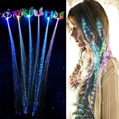 5pcs Colorful Butterfly Lights Braids Wig Women Part...