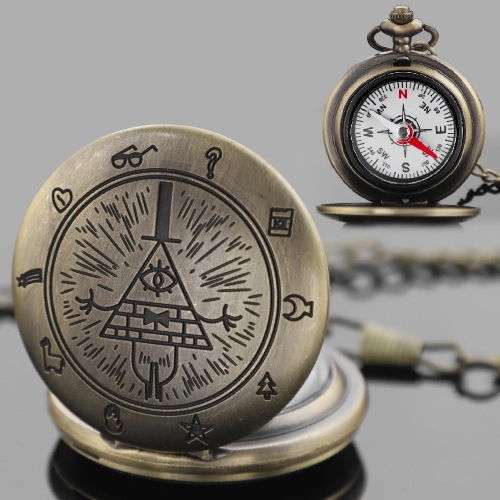 Vintage Mysterious Eyes Pyramid Design Compass Pocke...