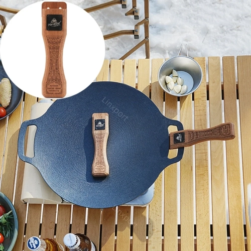 Outdoor Grill Pan Handle Anti-scalding Solid Wood Ha...