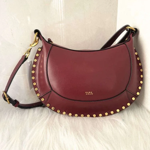 Classic Half-Moon Shape Gold Studded Handbag Shoulde...