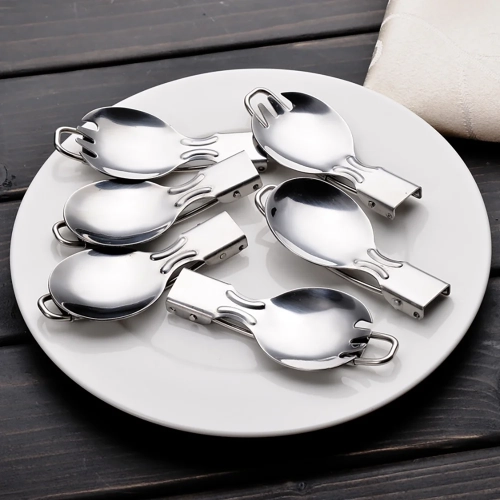 Stainless steel folding spoon folding tableware smal...