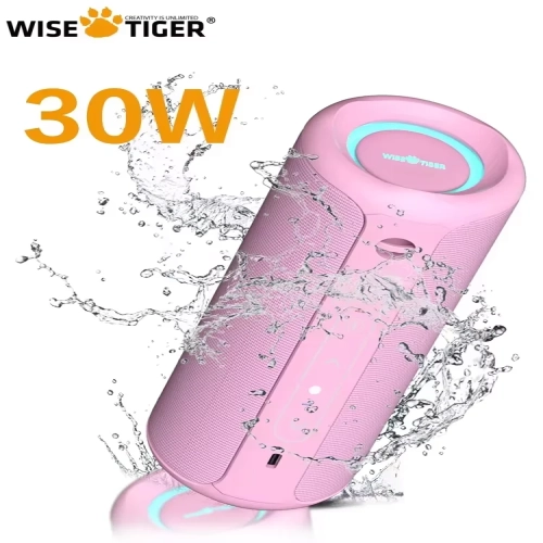 WISETIGER P3 Pink 30W Waterproof Portable Bluetooth ...