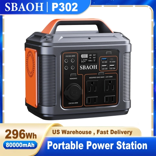 SBAOH P302 Portable Power Station 296Wh 300W, Solar ...