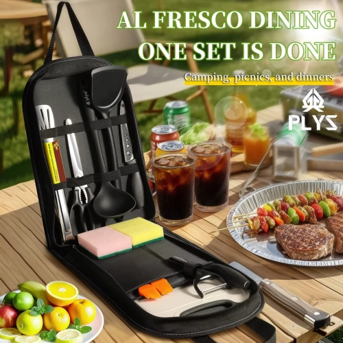 Portable outdoor utensils set of 10 pieces outdoor b...