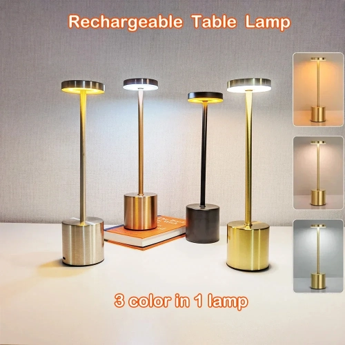 Rechargeable LED Touch Sensor Table Lamp 3 Colors Ad...
