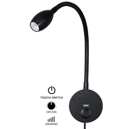 Tokili Plug in Lamp for Reading with USB Port Touch ...