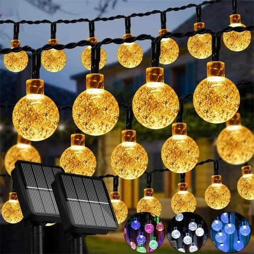 Solar 8 Modes Crystal Globe String Lights Outdoor IP...