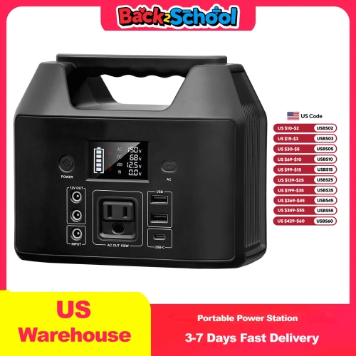 150W Portable Power Station 122.8Wh LiFePO4 Battery ...