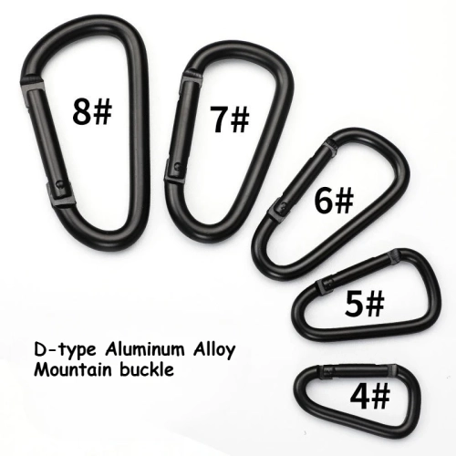 5pcs Black Aluminum Alloy Carabiner Outdoor Spring S...