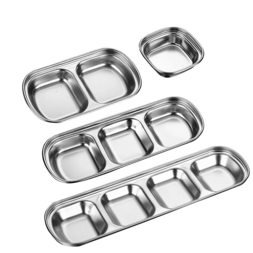1PC Stainless Steel Multi Grid Seasoning Dish Partit...