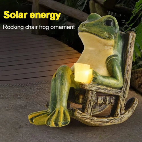 Solar Light Outdoor Waterproof Frog Resin Lamp Groun...