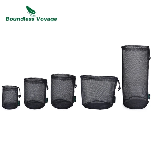 Boundless Voyage 5pcs Black Nylon Mesh Bag Gym Draws...