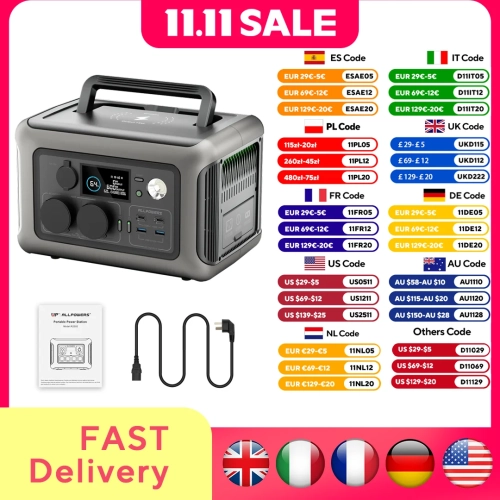 ALLPOWERS 299Wh 600W Portable Power Station R600, Li...
