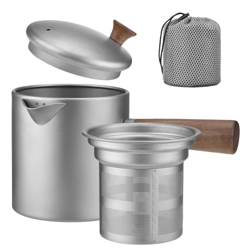 Tomshoo Titanium Kettles Wood Handle Titanium Teapot...