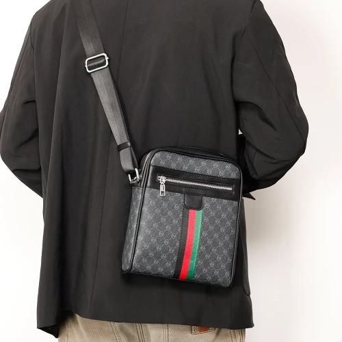 Men's cross-body bag small shoulder bag casual plaid...