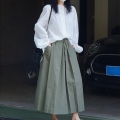 Casual High Waist Drawstring Pocket Ladies Skirt