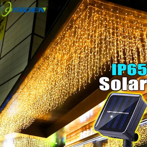 Solar Curtain Icicle Light 3.5M Eaves Decor Outdoor ...