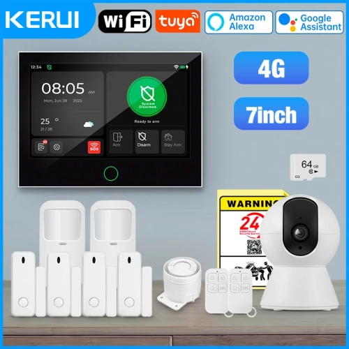 KERUI 4G/WiFi Home Alarm System with 7 Inch Touch Sc...
