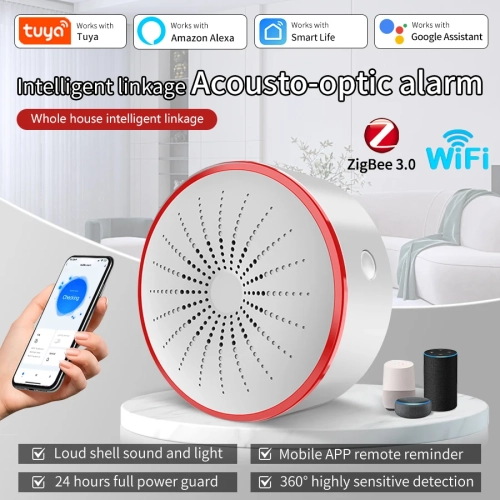 Tuya WiFi ZigBee Smart Siren Alarm Sound and Light H...