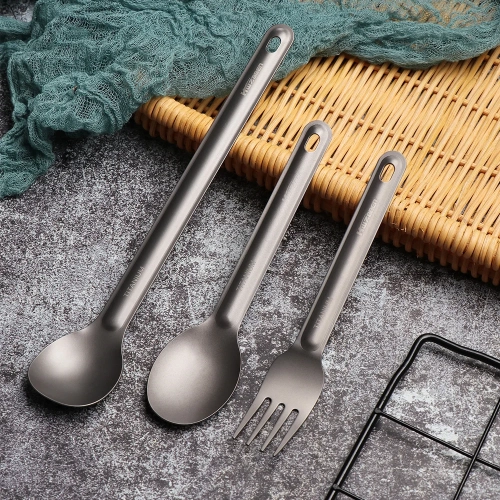 Portable Ultralight Titanium Tableware Long Handle S...