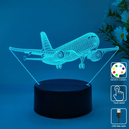1pc aircraft model 3D night light, USB interface, fl...