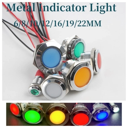 6/8/10/12/16/19/22MM LED Metal Indicator Light Water...