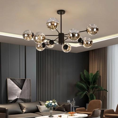 Modern Living Room Glass Ball Chandelier, Ceiling, D...