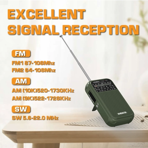 XHDATA D220 Mini Portable Radio Retro Design FM/MW/S...