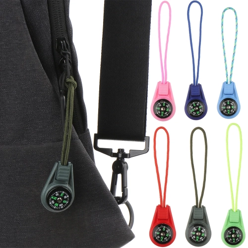 2Pcs EDC Mini Compas with Zipper Tail Rope Paracord ...
