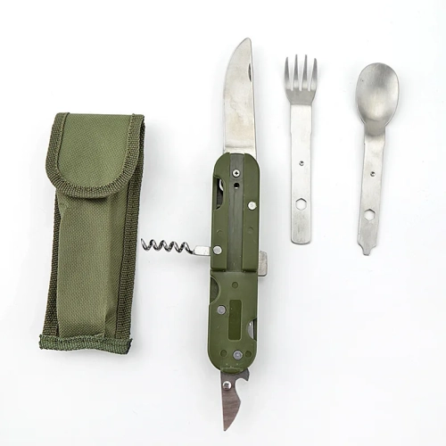Camping Folding Knife Fork and Spoon Combination Sta...