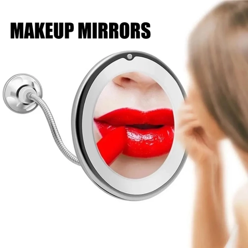 Flexible Gooseneck Makeup Mirror With LED Light 10X ...