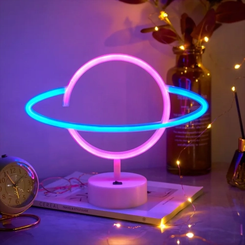 Party Room Neon Lamp Elliptical planet Shaped earth ...