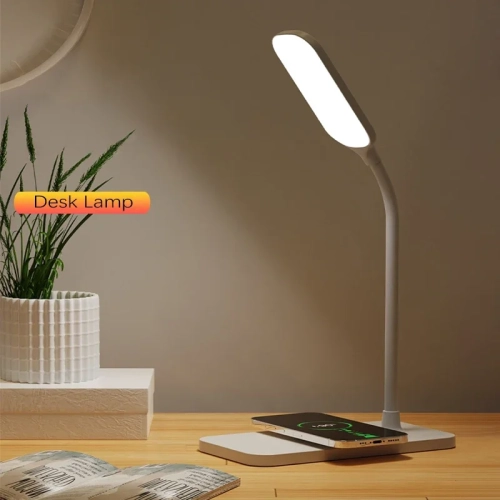 LED Desk Lamp with Wireless Charger and USB Plug in ...