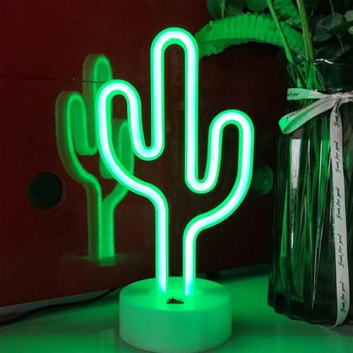 Cute Cactus Neon Sign Lights Battery & USB Power...
