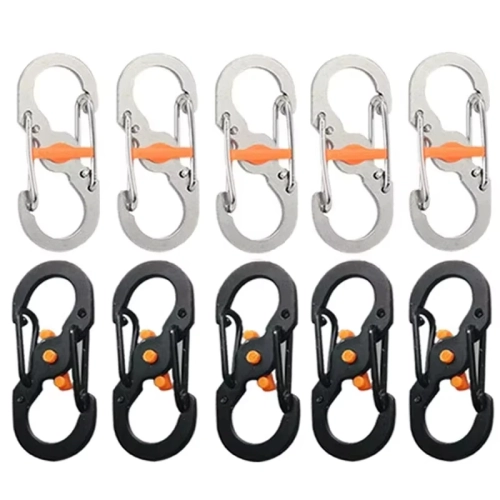 5/10PCS Mini S-Type Locking Carabiner - Outdoor Camp...
