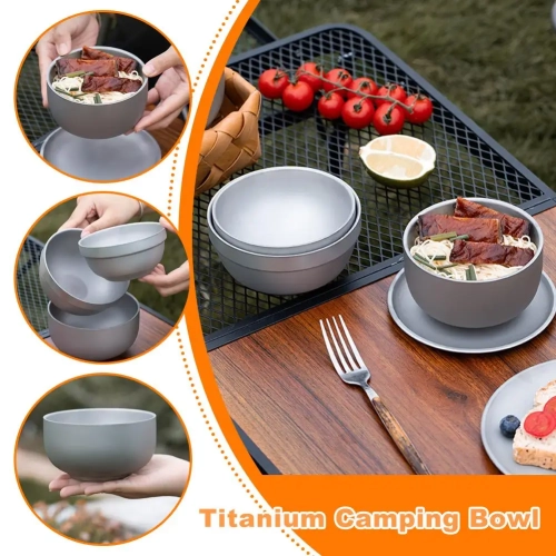 Titanium Camping Bowl Pure Titanium Heat-Resistant L...