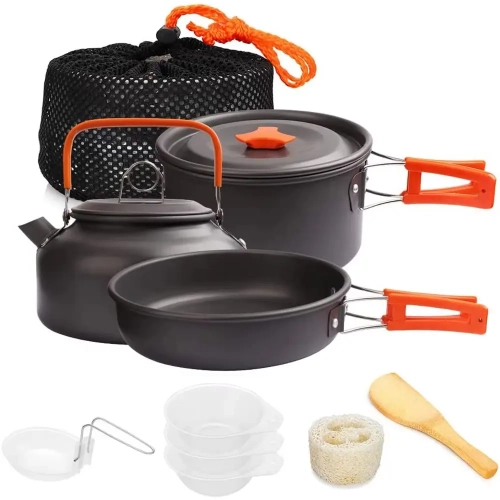 Camping Cookware Kit Outdoor Cooking Set Aluminum Po...