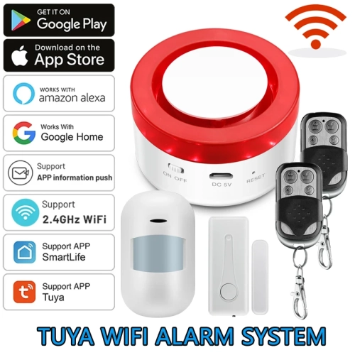WiFi Tuya Home Alarm System 120DB Wireless WIFI Sire...