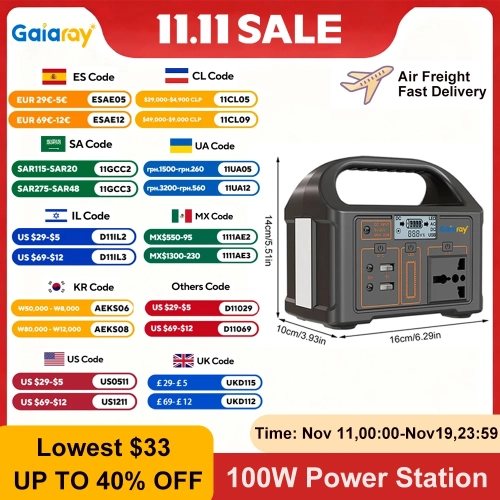 100W Portable Power Station AC 220V 110V Solar Gener...