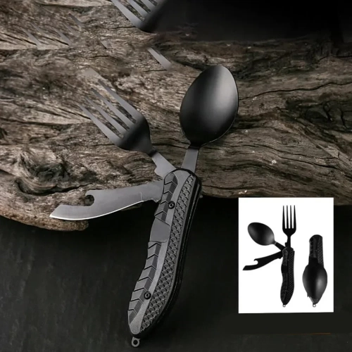 Stainless Steel Cutlery Set Portable 3-in-1 Folding ...