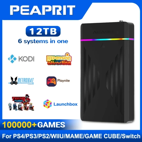 PEAPRIT 12TB Gaming HDD with Hyperspin Launchbox Ret...