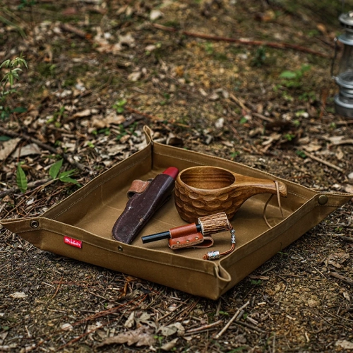 [HODR] Bushcraft Waxed Canvas Folding Storage Tray –...