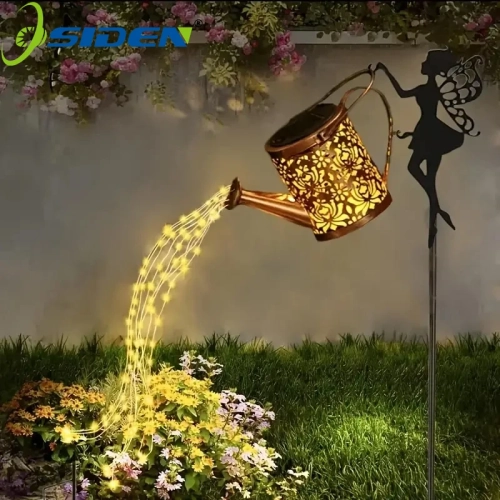 Solar Fairy Watering Can Lights Vintage Metal Garden...